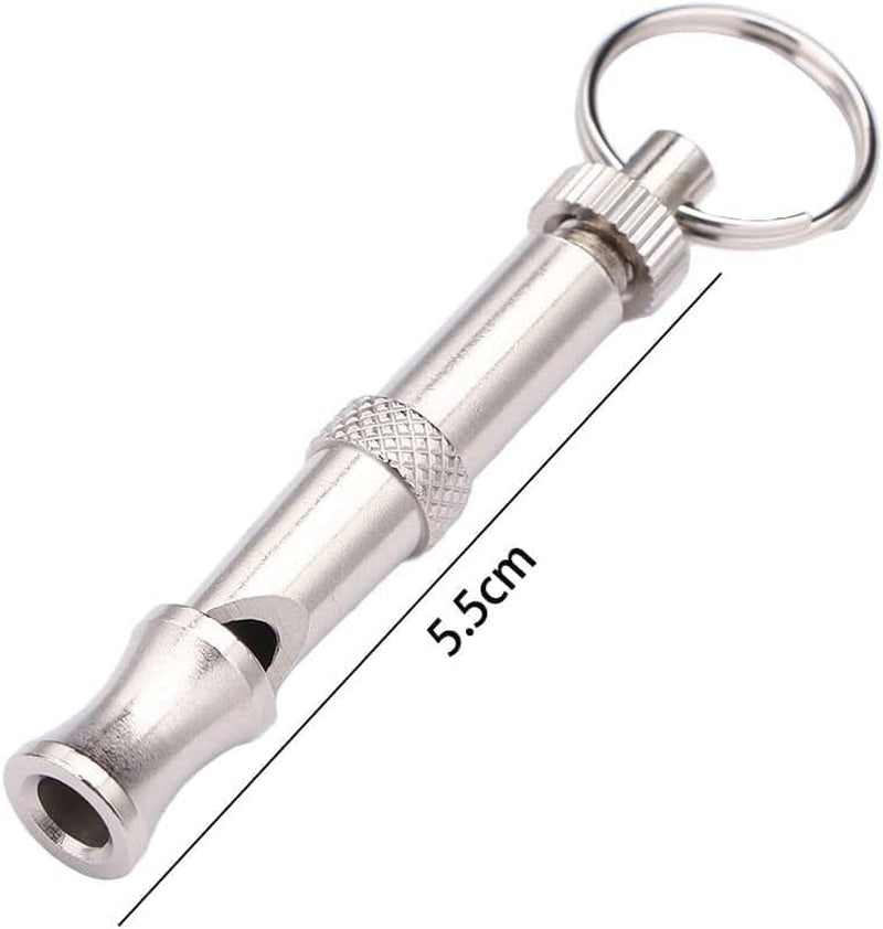 Adjustable Silver Ultrasonic Dog Whistle - Portable Supersonic Whistle for Pet Training and Behavior Aids