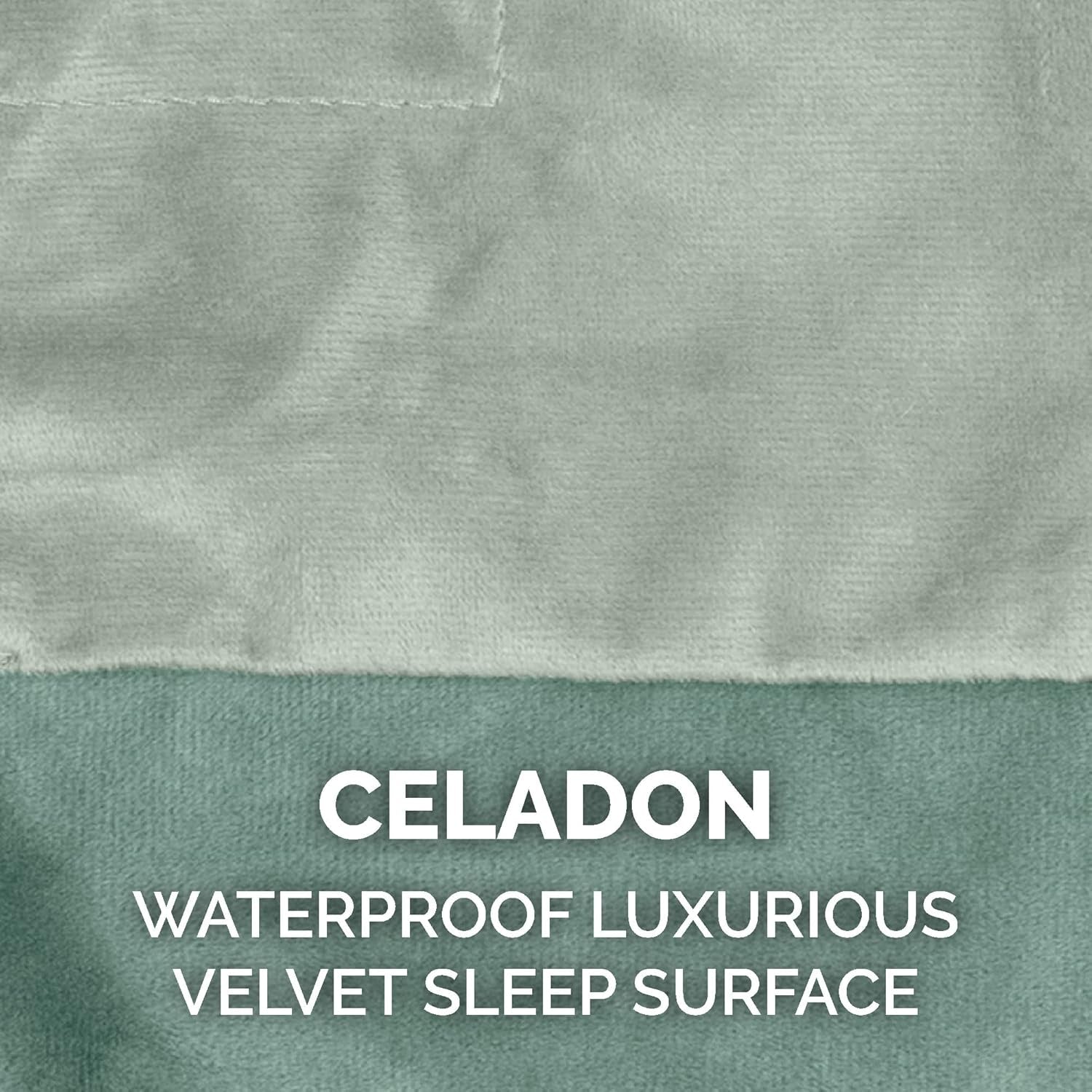 Furhaven Extra Large Waterproof Velvet Throw Blanket for Dogs and Indoor Cats, Washable Two-Tone Design in Celadon Green