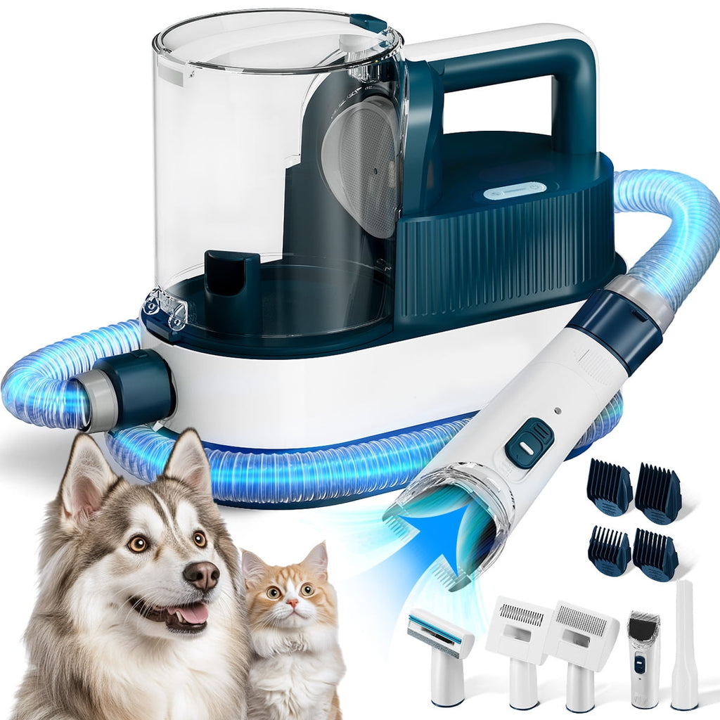5 IN 1 Pet Grooming Vacuum, DOMIPET 2.5L Dog Grooming Vacuum with 9 Attachment & Dog Clippers Tools for Dogs Cats