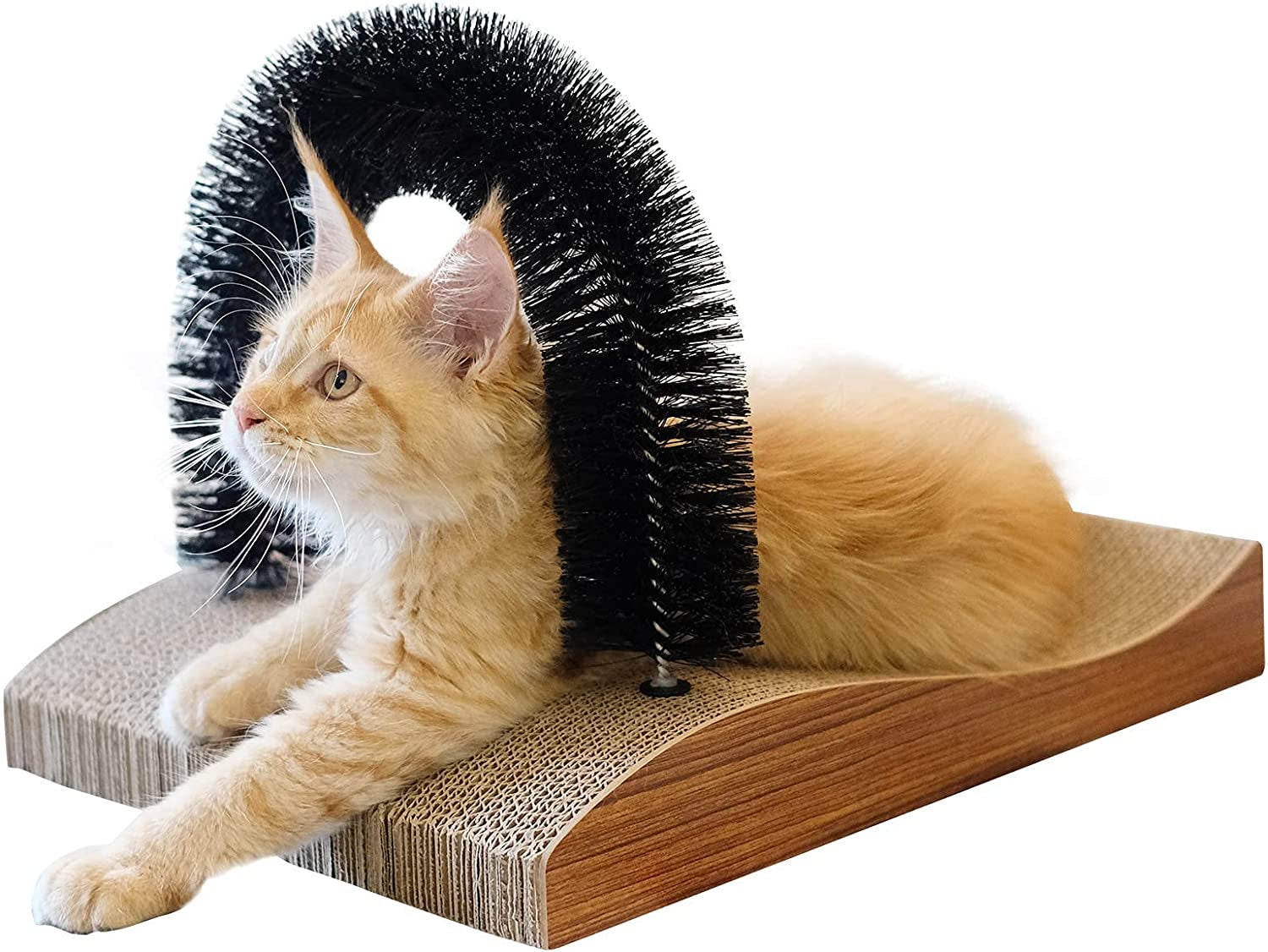 FUKUMARU Cat Self-Grooming Arch with Scratcher Pad - 2.0 Version Grooming Massager Toy for Indoor Cats and Small Dogs