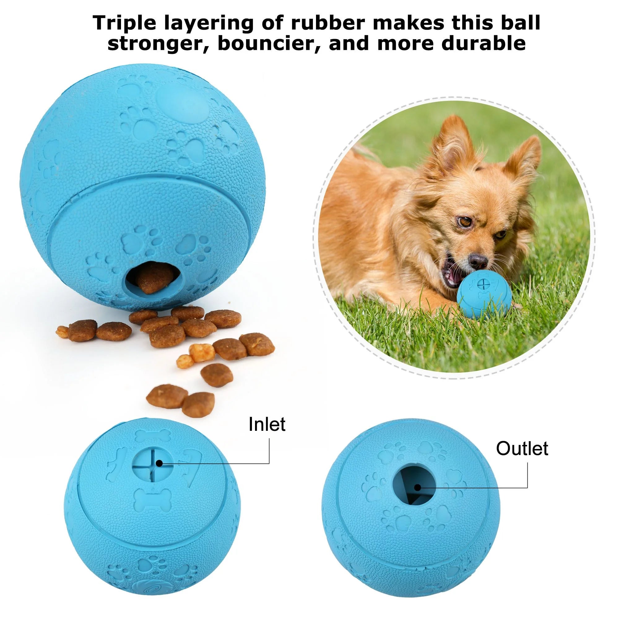 Dog Treat Ball, 4 Pack Interactive Food Dispensing Puppy Puzzle Toy