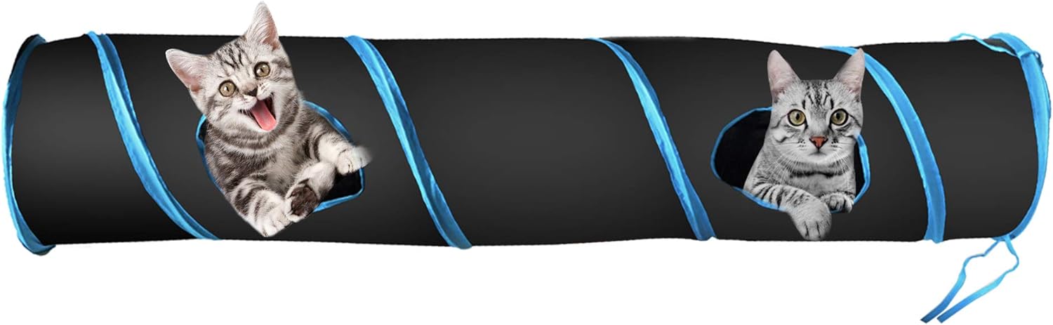 Petlike Collapsible Cat Tunnel with Peek Hole and Ball - Indoor Play Tube for Cats