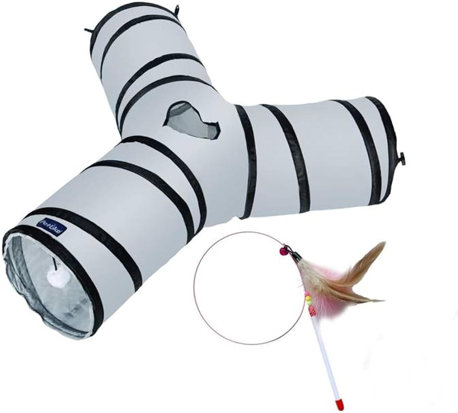 Petlike Collapsible Cat Tunnel with Peek Hole and Ball - Indoor Play Tube for Cats