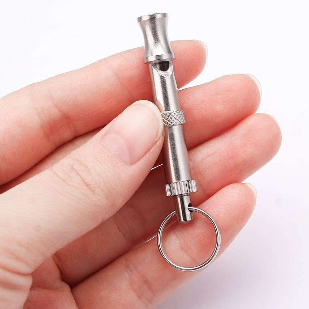 Adjustable Silver Ultrasonic Dog Whistle - Portable Supersonic Whistle for Pet Training and Behavior Aids