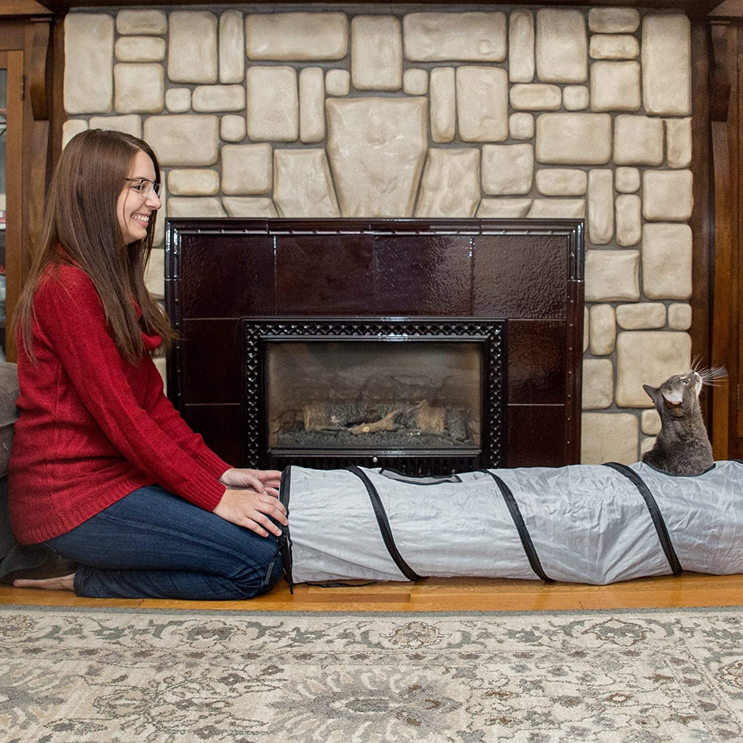 Petlike Collapsible Cat Tunnel with Peek Hole and Ball - Indoor Play Tube for Cats