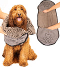 Dog Gone Smart Dirty Dog Shammy Towel - Fast-Drying Plush Microfiber with Dual Hand Pockets and Elastic - Super Absorbent and Machine Washable - Grey