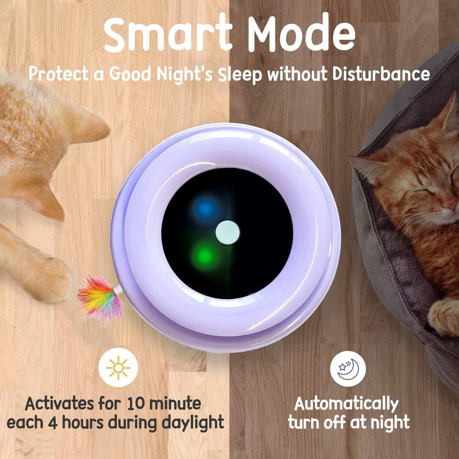 ORSDA Cat Toys, 2-In-1 Interactive Cat Toys for Indoor Cats, Automatic Cat Toy Balls, Mice Toys Ambush Feather Kitten Toys with 7Pcs Attachments, Dual Power Supplies, Adjustable Speed, Auto On/Off