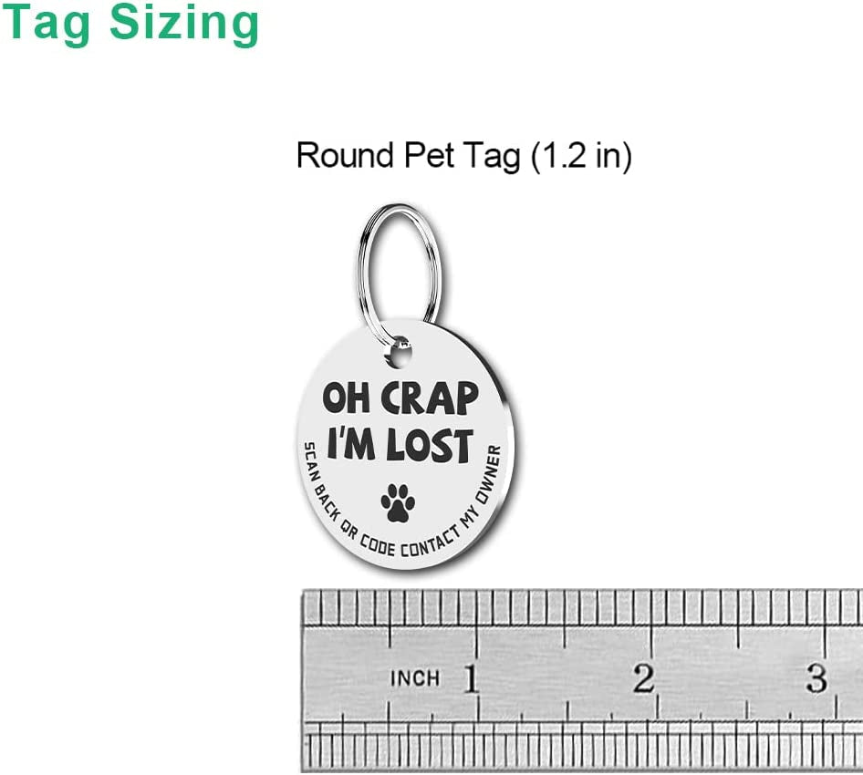 MYLUCKYTAG Stainless Steel QR Code Pet Identification Tags - Instant Location Alerts via QR Scan