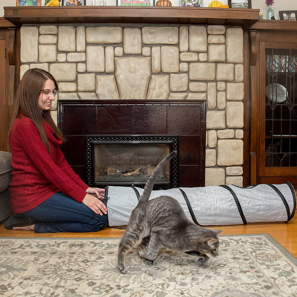 Petlike Collapsible Cat Tunnel with Peek Hole and Ball - Indoor Play Tube for Cats