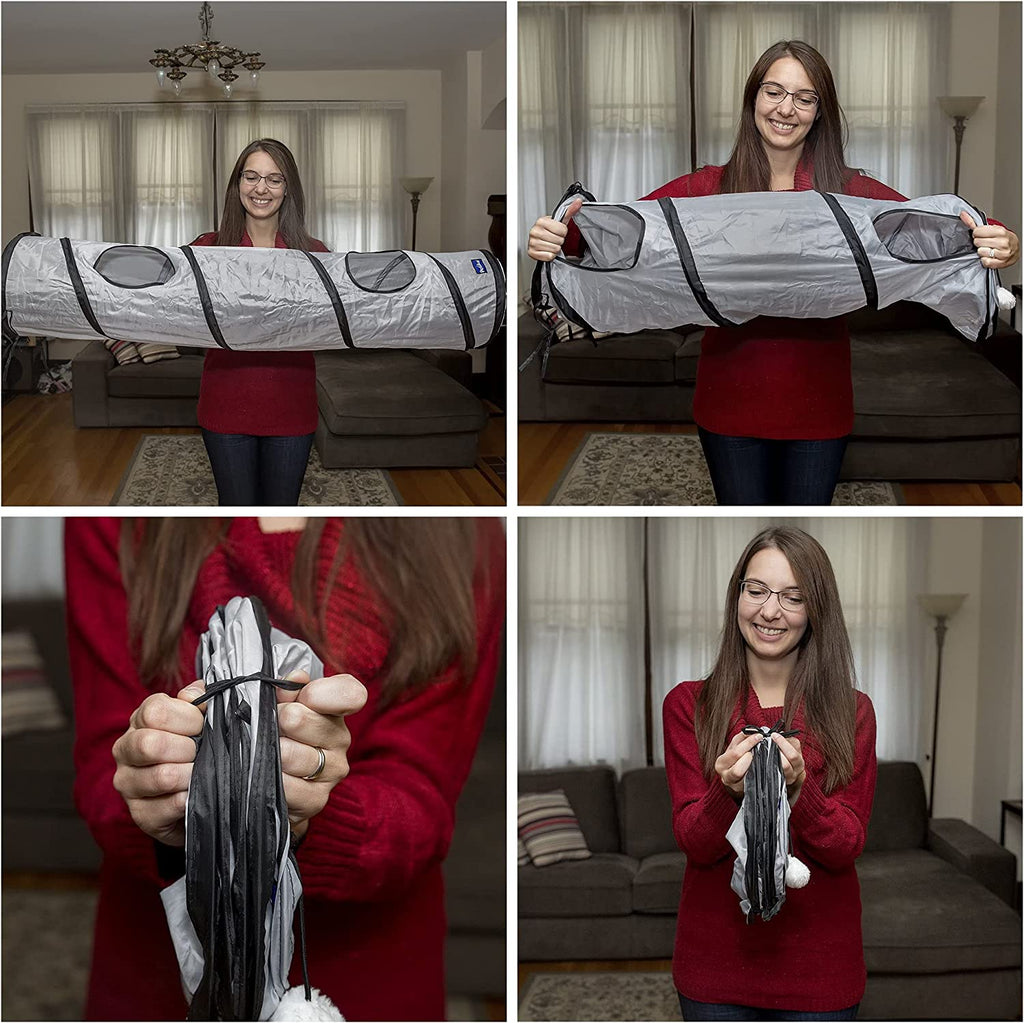 Petlike Collapsible Cat Tunnel with Peek Hole and Ball - Indoor Play Tube for Cats