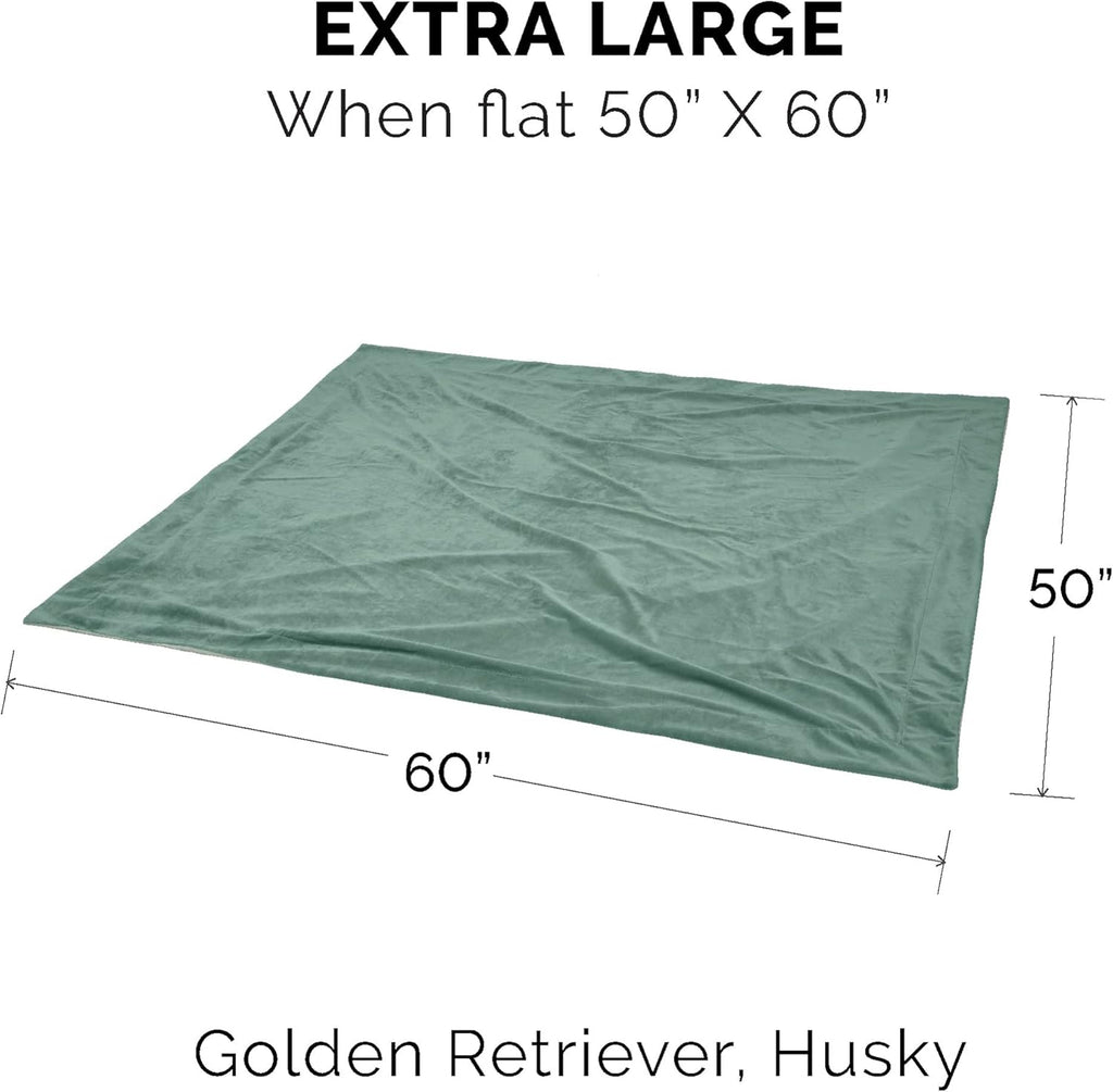 Furhaven Extra Large Waterproof Velvet Throw Blanket for Dogs and Indoor Cats, Washable Two-Tone Design in Celadon Green