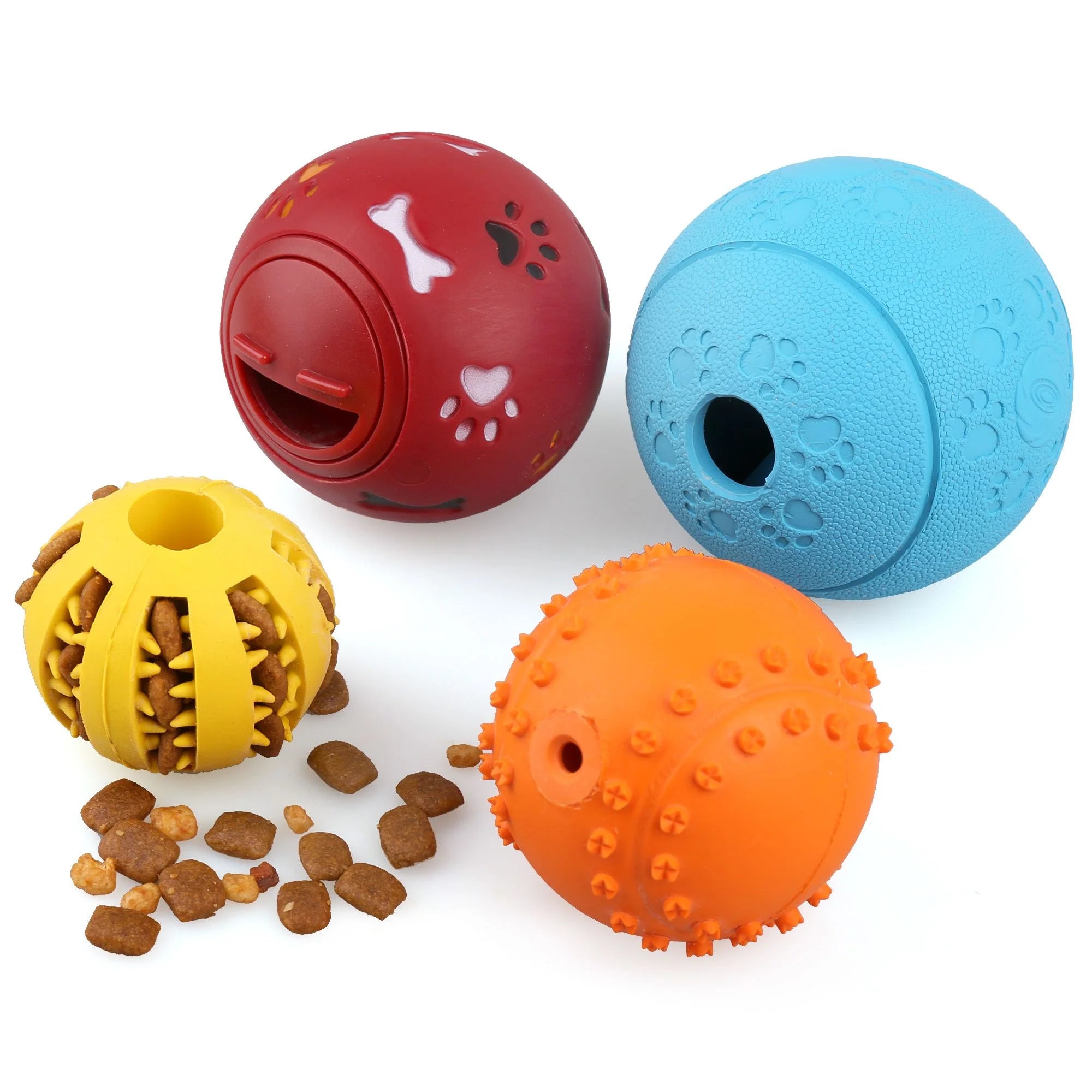 Dog Treat Ball, 4 Pack Interactive Food Dispensing Puppy Puzzle Toy