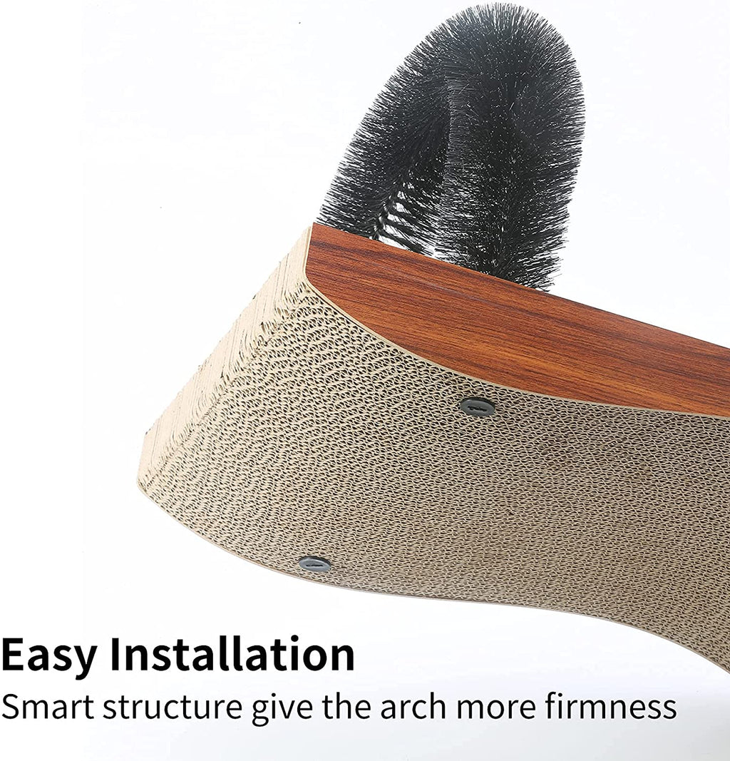 FUKUMARU Cat Self-Grooming Arch with Scratcher Pad - 2.0 Version Grooming Massager Toy for Indoor Cats and Small Dogs