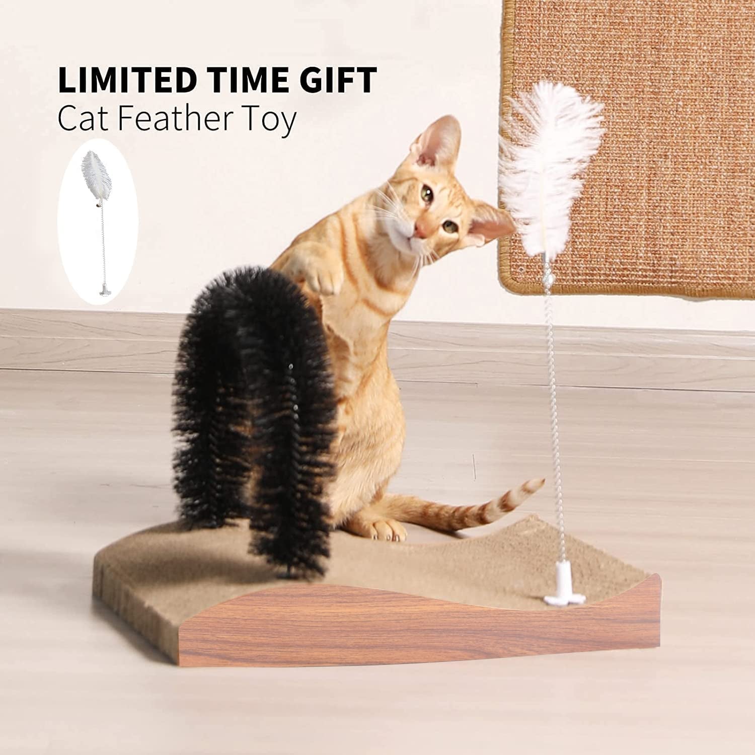 FUKUMARU Cat Self-Grooming Arch with Scratcher Pad - 2.0 Version Grooming Massager Toy for Indoor Cats and Small Dogs