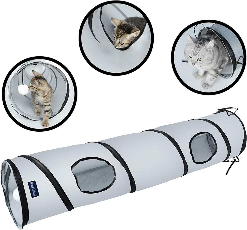 Petlike Collapsible Cat Tunnel with Peek Hole and Ball - Indoor Play Tube for Cats
