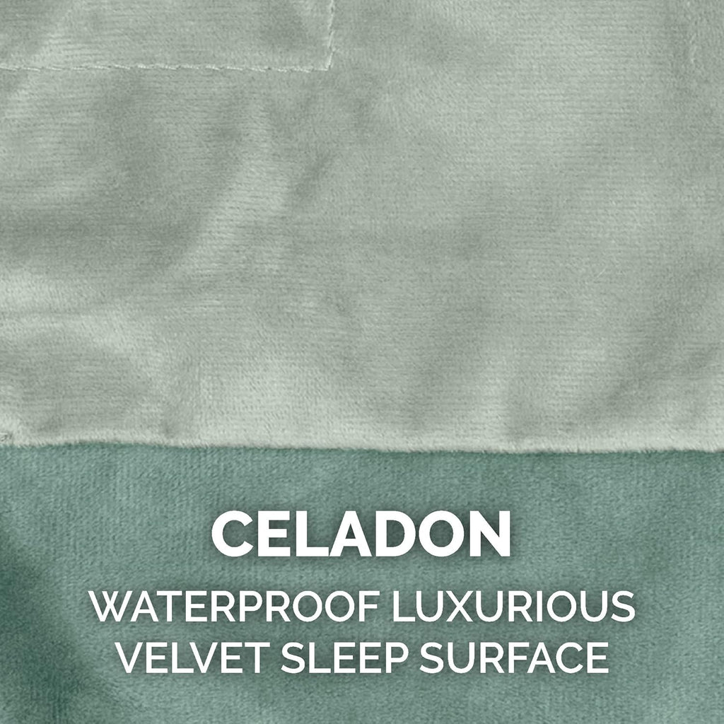 Furhaven Extra Large Waterproof Velvet Throw Blanket for Dogs and Indoor Cats, Washable Two-Tone Design in Celadon Green